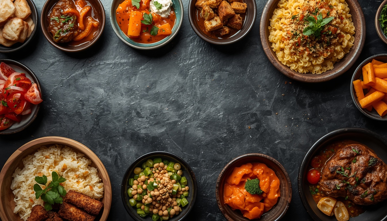 Strainfrelbow chef spread of prepared meals